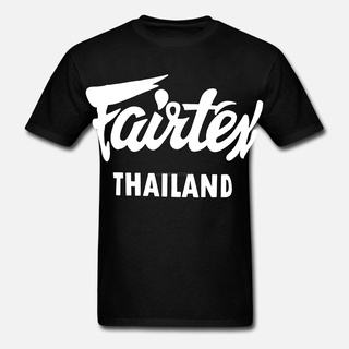 เสื้อยืดผ้าฝ้ายพิมพ์ลายขายดีเสื้อยืดคอกลม พิมพ์ลายกราฟิกมวยไทย Fairtex ทรงหลวม สีดํา ไซซ์ S-3xl