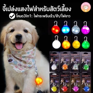 ปลอกคอ ไฟกระพริบ จี้ไฟLEDกระพริบ3โหมด สำหรับสุนัข 8สี ทนทาน เดินทางกลางคืนปลอดภัย C006