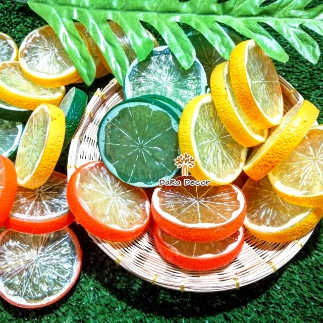 Fruit A ผลไม้สไลซ์ ส้ม มะนาว เลมอน มะนาวปลอม ส้มปลอม เลมอนปลอม อุปกรณ์ประกอบฉาก พร๊อพถ่ายภาพ พร๊อพถ่ายรูปสินค้า