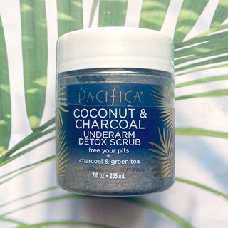 (Pacifica®) Coconut &amp; Charcoal Underarm Detox Scrub 205 ml สครับ ดีท็อกซ์ ใต้วงแขน มะพร้าว &amp; ถ่าน