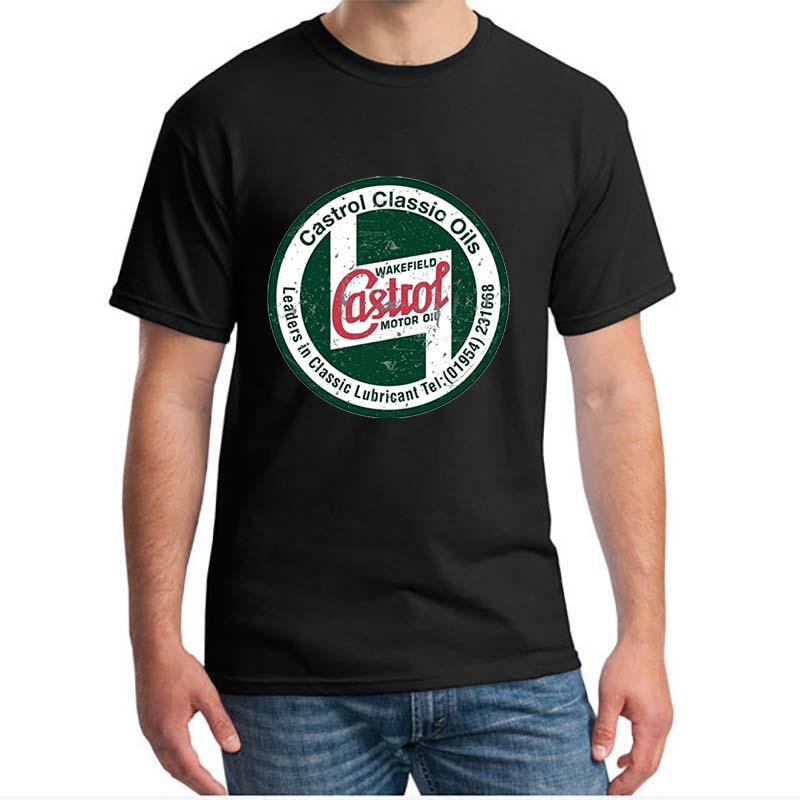 แขนสั้นcrew neckขายดี เสื้อยืดลําลอง แขนสั้น พิมพ์ลาย EUR CASTROL สไตล์วินเทจ คลาสสิก สําหรับผู้ชาย 