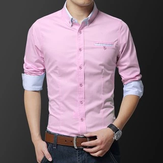 เสื้อเชิ้ตแขนยาวลําลอง สีพื้น สไตล์นักธุรกิจ สําหรับผู้ชาย ไซซ์ M-5XL