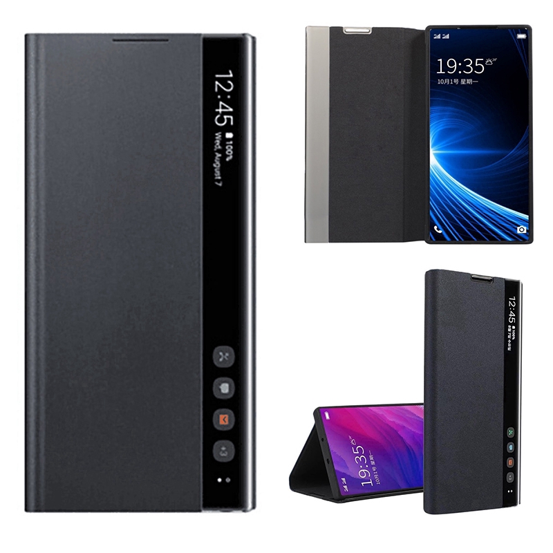 Smart Clear View Flip Side Window Leather Phone Case สําหรับ Samsung S9 S10 S20 Plus Ultra Cover
