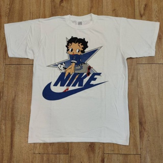 เสื้อยืดผ้าฝ้าย BETTY BOOP NIKE เสื้อลายการ์ตูน เสื้อลายวินเทจ