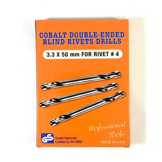 ดอกสว่าน 2 หัว Cobalt Double-ended 3.3 x 50 mm for POP Rivets drills #4 - 10 ดอก  #978