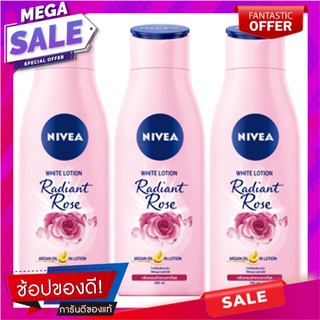 นีเวีย เรเดียนท์ โรส ไวท์ โลชั่น 200 มล. x 3 ขวด ผลิตภัณฑ์ดูแลผิวกาย Nivea Radiant Rose White Lotion 200 ml x 3 bottles