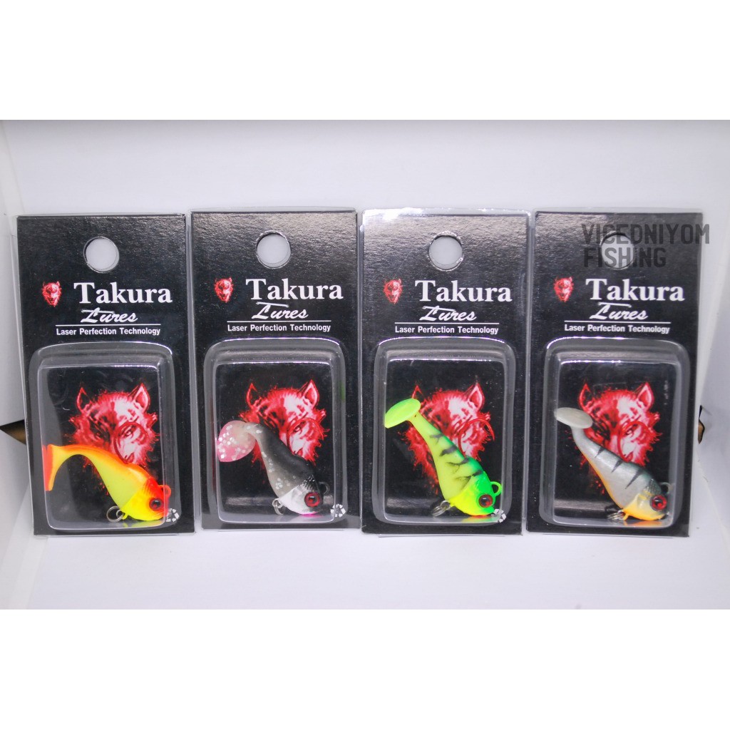 ปลายางพร้อมหัวจิ๊ก Takura ขนาด 2.0นิ้ว หนัก 6.5 กรัม และขนาด 1.5นิ้ว 4กรัม