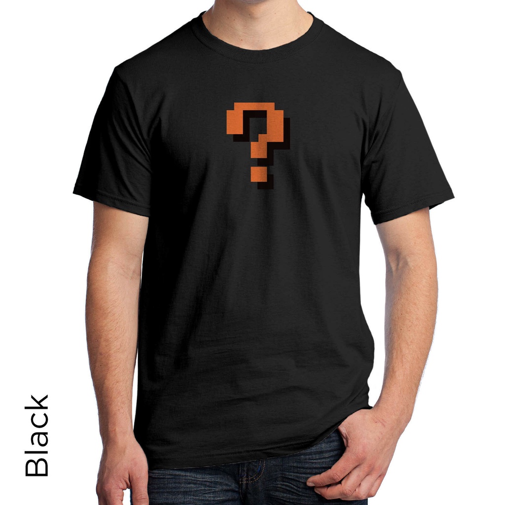 Super Mario Brothers Question Mark Graphic 8Bit Game Funny Oversize Cotton T Shirt