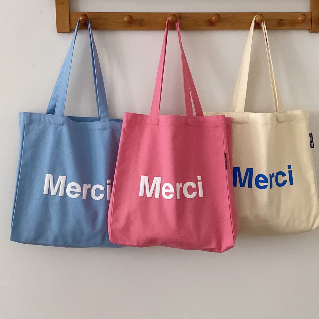 พร้อมส่ง ✨ กระเป๋าผ้า Merci Color Pastel 🌟
