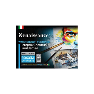 Renaissance (เรนาซองซ์) โปสการ์ดสีน้ำ สมุดกระดาษวาดเขียน แบบโปสการ์ด ขนาด 16.5x11.5ซม. 300แกรม จำนวน 20 แผ่น