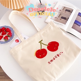 [ ทักแชทสอบถามสต๊อคก่อนกดสั่งซื้อ! ] — * Cherry tote bag 🍒 กระเป๋าผ้าแคนวาสลายเชอรี่ขนอุย มีความเป็นขนๆนูนๆ น่ารักมาก ใบ