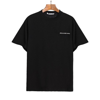 Fashion Alexanderwang Tshirt Silver letter print Short Sleeve Tee Casual Wash T-shirt for men