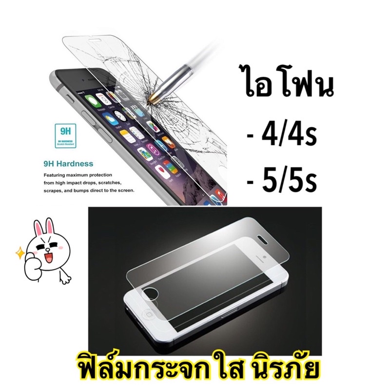 Glass ฟิล์มกระจกนิรภัย แบบใส [เต็มจอ] ใช้สำหรับ รุ่น ไอโฟน 4/4s ไอโฟน5/5s