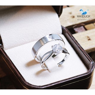 Madduckjewels แหวนเงินแท้ เพชร CZ ชุบโรเดียม RG1569WGR-RG1542