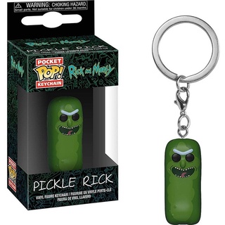 Funko Pop! พวงกุญแจ: Rick &amp; Morty - Pickle Rick พวงกุญแจตุ๊กตาแอนิเมชั่น การ์ตูนไวนิล ของสะสม ฟิกเกอร์ของเล่น