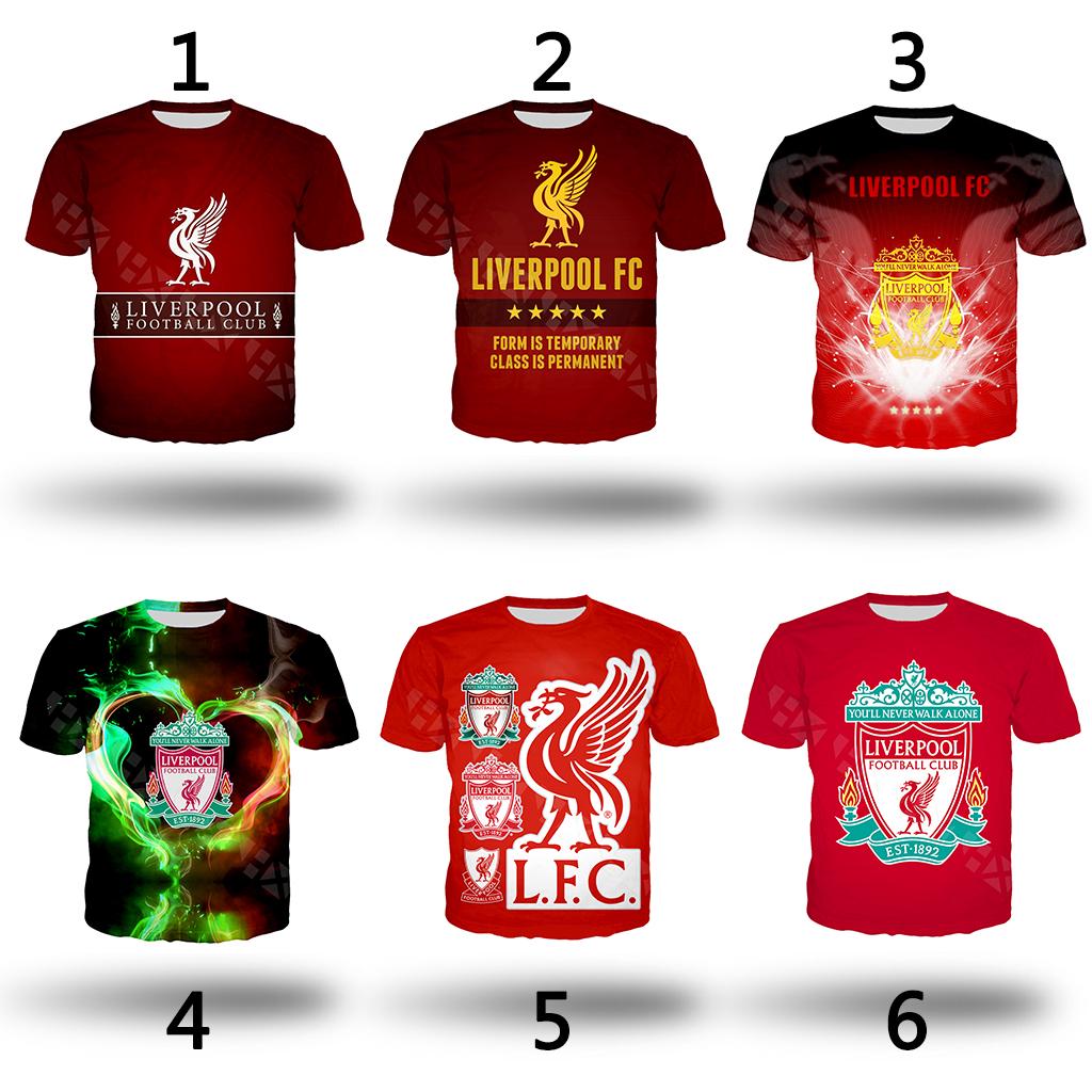 HX เสื้อยืด แขนสั้น ลาย Liverpool Jersey 3D สไตล์ฮาราจุกุ ฮิปฮอป สตรีท สำหรับผู้ชาย