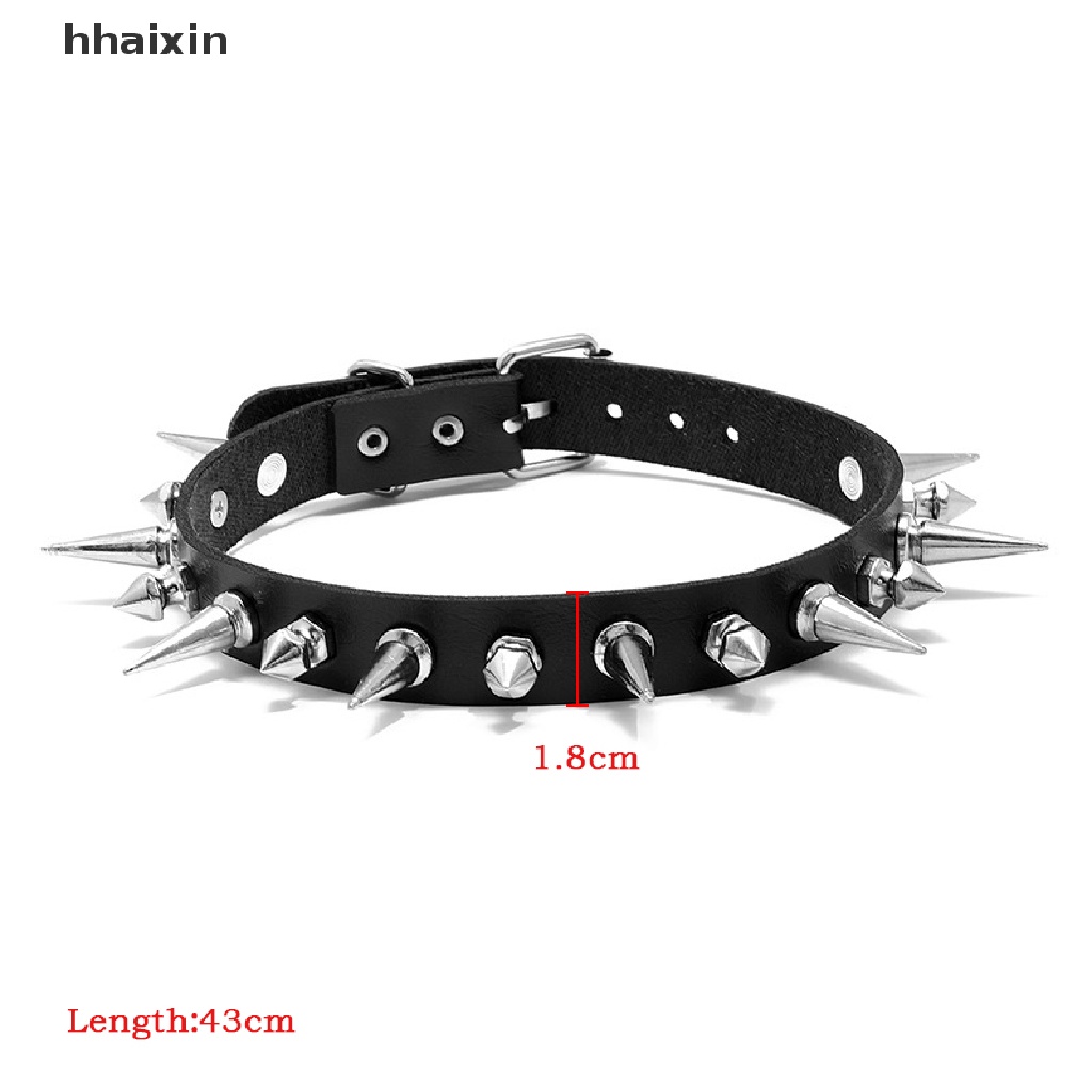 [HaiHai] Long Spike Choker Punk Faux Leather Collar  Goth Style Necklace Accessories Boutique #7