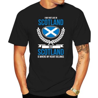 เสื้อยืดพิมพ์ลายแฟชั่น เสื้อยืด ผ้าฝ้าย พิมพ์ลาย My Heart Belongs To Scotland Country Love แฟชั่นยอดนิยม