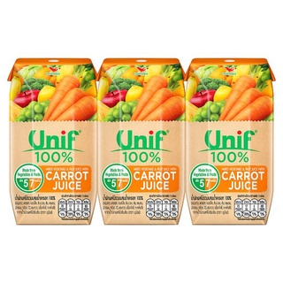 🔥HOT🔥 ยูนิฟ น้ำผักผลไม้รวมผสมน้ำแครอท 100% 200มล. x 3 กล่อง Unif 100% Mixed Vegetable and Fruit Juice with Carrot Juice