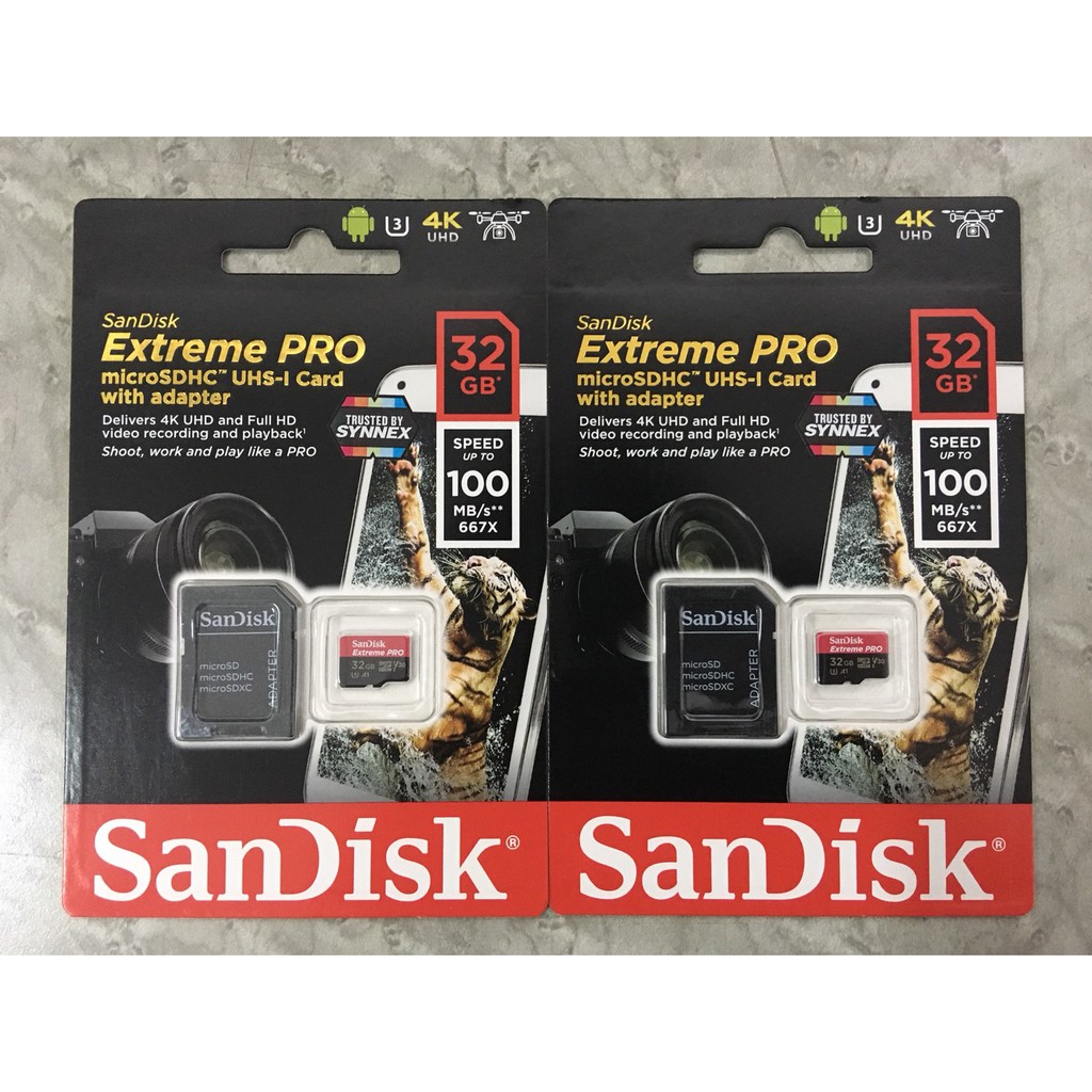 SanDisk Extreme Pro microSD 32GB ความเร็ว อ่าน 100MB/s เขียน 90MB/s ของแท้ 100%