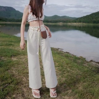 กางเกงมินิมอล(LN)(กางเกง+เข็มขัด) LINENPANTS (ถ่ายจากสินค้าจริง) (โรงงานผ้าที่ไทยร้านผลิตเอง)