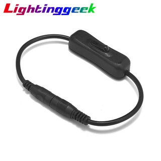 Lightinggeek ออนไลน์ On Off Switch LED Connector DC หญิงชายสายไฟปลั๊กอะแดปเตอร์ 5.5*2.1 มม. DC Plug In Line Jack Wire