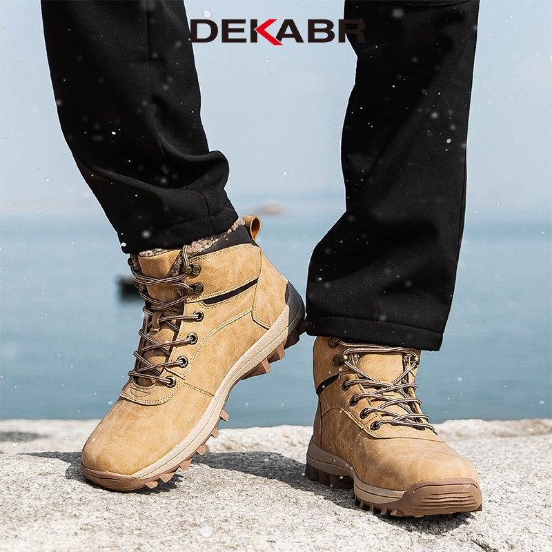 Dekabr รองเท้าบูทหนัง หุ้มข้อ แฮนด์เมด กันหิมะ กันน้ํา กันลื่น ให้ความอบอุ่น เหมาะกับใส่ทํางานกลางแจ้ง แฟชั่นฤดูหนาว สไตล์คลาสสิก สําหรับผู้ชาย