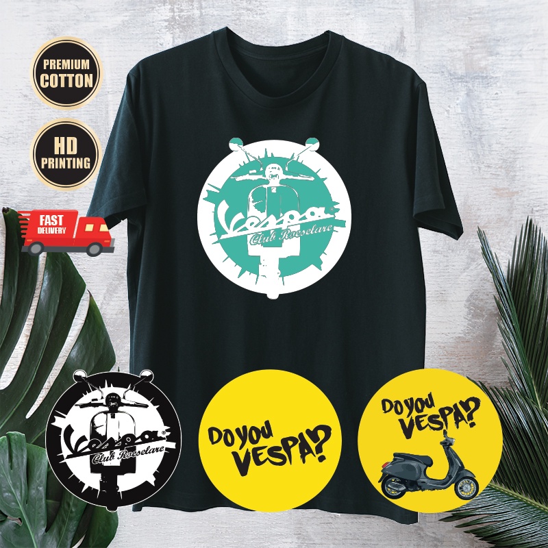 เสื้อยืดคอกลม Vespa Rider Top Premium Cotton *Unisex *Baju Rider