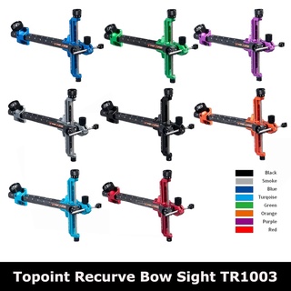 Topoint TR1003 ยิงธนู Recurve Bow Sight อุปกรณ์เสริม T รูปร่างยิงเป้าหมายปรับได้ด้วย Optical Fiber Pin Sight