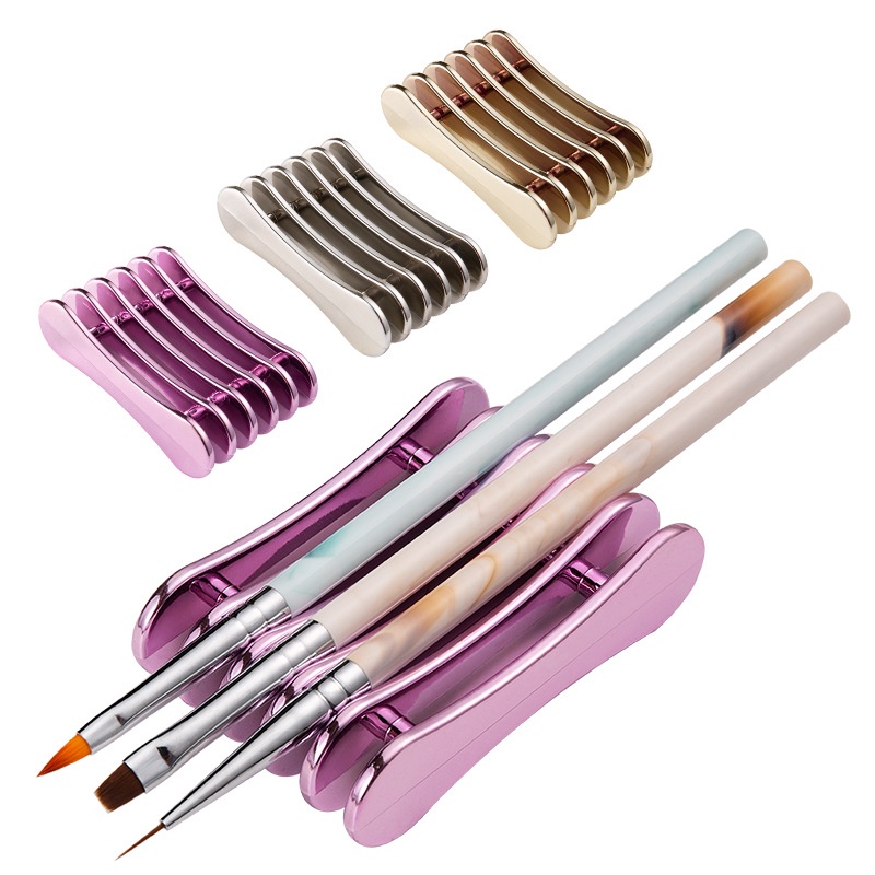 ชั้นวางแปรงปากกา อะคริลิค สีเงิน สีทอง 5 ช่อง