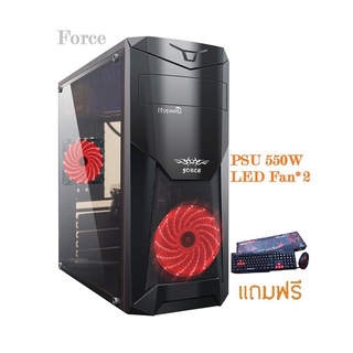 ATX CASE ITSONAS FORCE CRYSTAL ACRYLIC (BLACK/RED) ประกัน 1Y