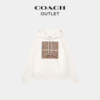 Coach เสื้อกันหนาวลําลอง ผ้าฝ้าย มีฮู้ด ลายโลโก้คลาสสิก สําหรับทุกเพศ