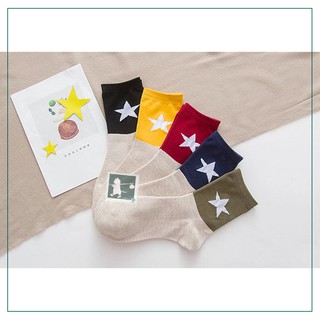 RINLIN ถุงเท้า ข้อกลาง ครึ่งแข้ง 5 คู่ ผู้หญิง Old School Women Street Fashion Sport Striped Star Sale Crew Winter Sock