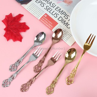 KITCHENWARE_NUMBER1 [พร้อมส่ง] ช้อนส้อมทานขนม ดีไซน์หรูดูแพง ออกแนววินเทจ