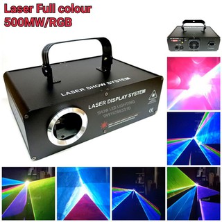 ไฟดิสโก้ เลเซอร์ 1หัว 7สี ลายเส้น  500mw RGB full colour light PARTY LIGHT ไฟดิสโก้ ไฟดิสโก้เทคไฟเทค ปาร์ตี้