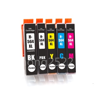 [สต็อกประเทศไทย]5 Pack 564 XL BKBK BK PBK CMY พิมพ์ตลับน้ํามัน 564 XL XL สีดํา-ดํา สีแดงเข้มHp Photosmart D 5445 D5463 D