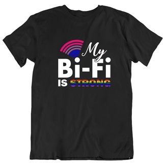 ผ้าฝ้ายคอกลมเสื้อยืด ผ้าฝ้าย พิมพ์ลาย Bi-Fi Is Strong (18) Pride LGBT สําหรับผู้ชาย 8377Nfrom S-4XL