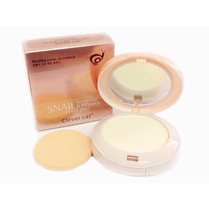 🌸 แป้งพัฟหอยทาก 2ชั้น 🌸 Clever Cat Snail B.B Powder Cover Pact
