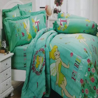 ชุดเครื่องนอนลาย TinKer Bell สีเขียวรวมผ้านวม รุ่น WD011