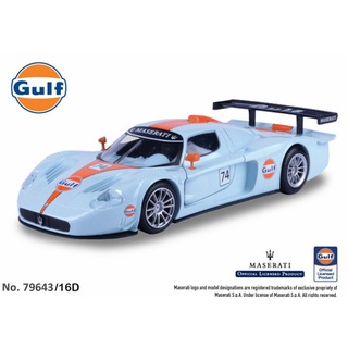 โมเดลรถแข่ง NO.79643 MASERATI MC12 CORSA GT1 Gulf Oil สีฟ้า  อัตราส่วน 1:24  จำลองเหมือนจริง ผลิตจากโลหะผสม