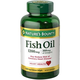 fish oil น้ำมันปลา1200g🐟 ฟิชออย  Nature’s Bounty, Fish Oil +Omega 3 จำนวน 120 เม็ด บำรุงสมอง สายตา