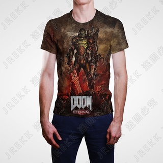 เสื้อยืดแขนสั้น พิมพ์ลายการ์ตูนอนิเมะ Doom Eternal 3 มิติ แฟชั่นฤดูร้อน สําหรับผู้ชาย และผู้หญิง 2023