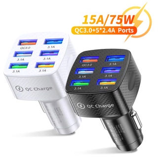 ที่ชาร์จโทรศัพท์มือถือในรถยนต์ แบบพกพา 75W 3.0 6 พอร์ต USB Type C USB