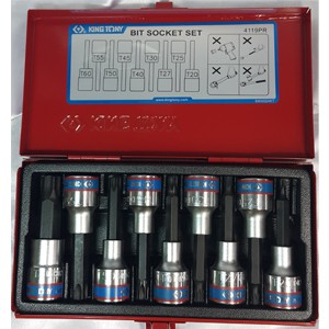 ชุด บล็อกเดือยโผล่  KINGTONY [ คิงโทนี่ ]TORX ทอร์ค 80 mm. ยาว 4119PR 9 Pcs. / Set. [ T20 - T60 ] ขน