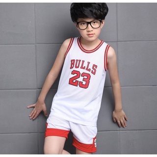 เสื้อกล้ามกีฬา BULLS 23 สีขาว,สีแดง