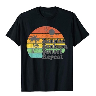 เสื้อยืดผ้าฝ้าย เสื้อยืด ผ้าฝ้าย พิมพ์ลาย Sunburn Sunset Repeat แฟชั่นฤดูร้อน สําหรับผู้หญิง ครอบครัว เหมาะกับการเล่นฟิต