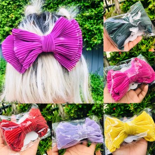 [1ชิ้นคละสี] AK โบว์ติดผม🎀โบว์ผ้าต่วน โบว์ 2 ชั้น [กว้าง 6 นิ้วสูงยาว 4นิ้ว]