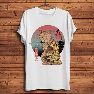 [COD]เสื้อยืดแขนสั้นลําลอง พิมพ์ลาย Tiger Tatoo Edo Cat Meow Ukiyoe สีขาว สไตล์สตรีท สําหรับผู้ชาย และผู้หญิง