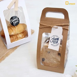 BW005-W(ขาว) กระดาษห่อถุงเจาะหน้าต่าง 2 ด้าน(แพ็คละ 50 ใบ) ราคาไม่รวมถุง/หัวปิดถุงหูหิ้วใส่คุกกี้ ขนม เบเกอรี่/depack