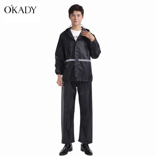 OKADY ใหม่ ชุดสูทแยก unisex เสื้อกันฝนผู้ใหญ่ พายุฝน เสื้อกันฝนสะท้อนแสง หนา ระบายอากาศได้ เสื้อกันฝน กันลม